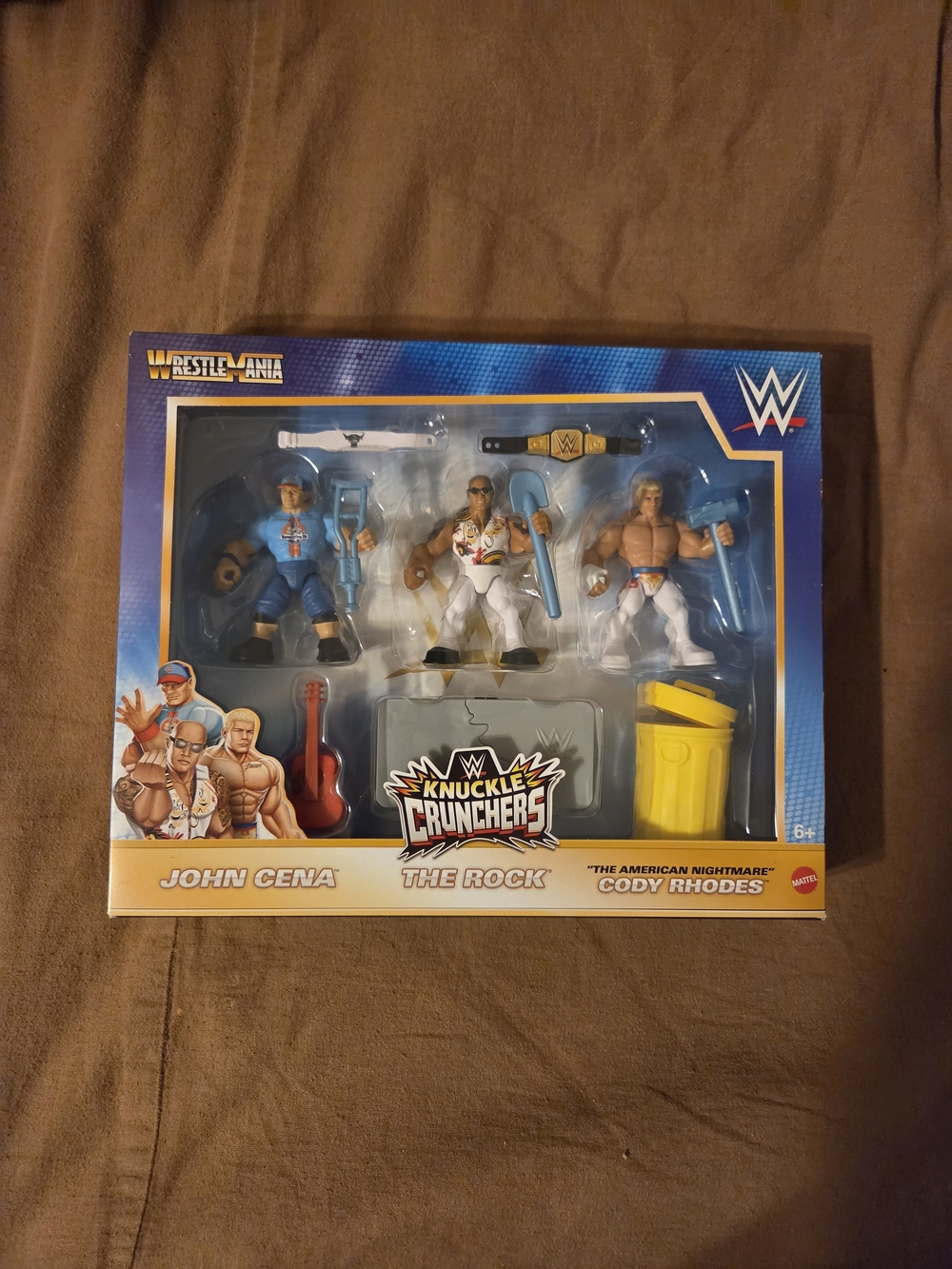WWE Knuckle Crunchers Figure 3-Pack with Blue and Yellow Accents